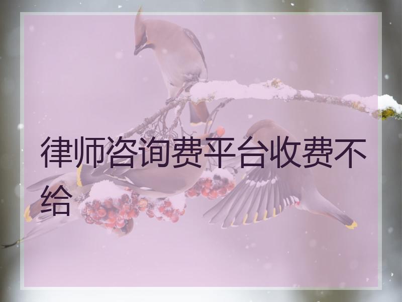 律师咨询费平台收费不给