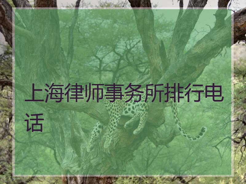 上海律师事务所排行电话