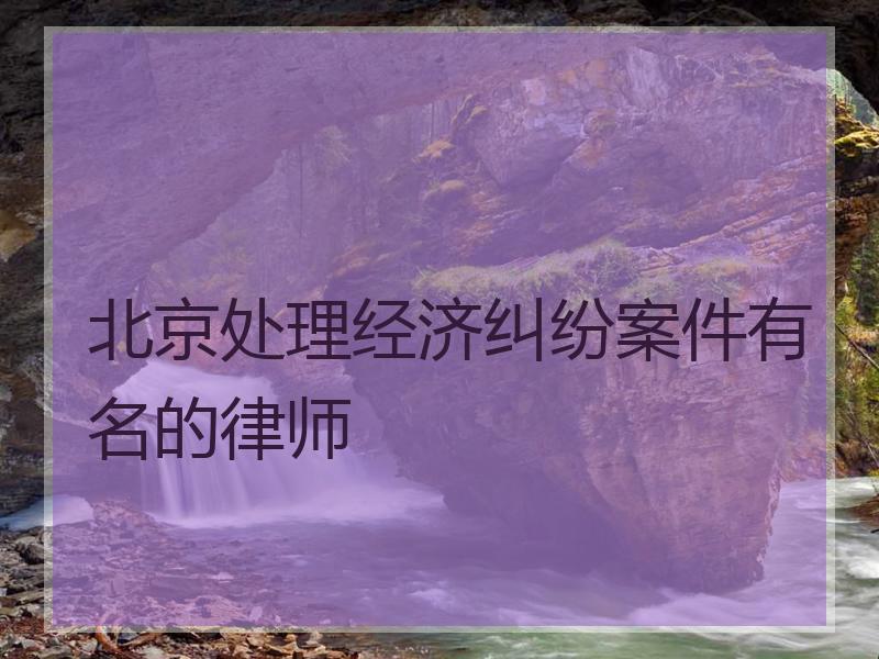 北京处理经济纠纷案件有名的律师