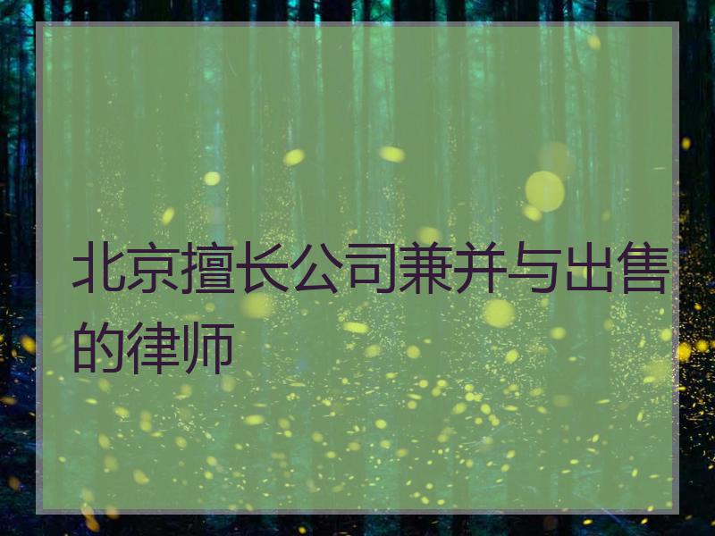 北京擅长公司兼并与出售的律师