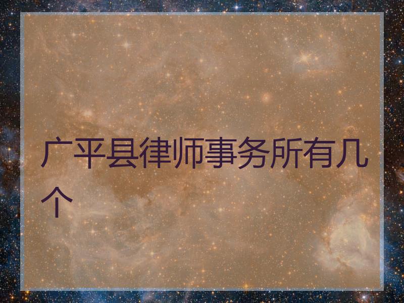 广平县律师事务所有几个