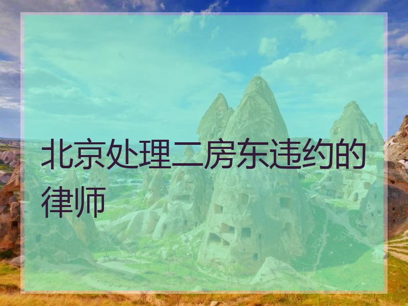 北京处理二房东违约的律师