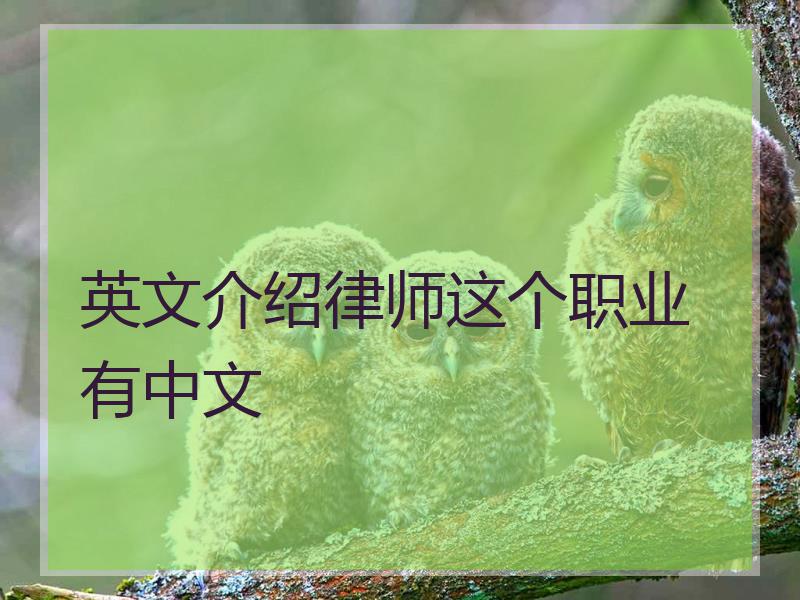 英文介绍律师这个职业 有中文