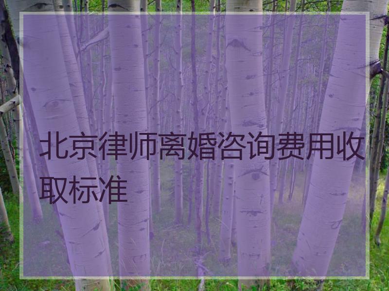 北京律师离婚咨询费用收取标准