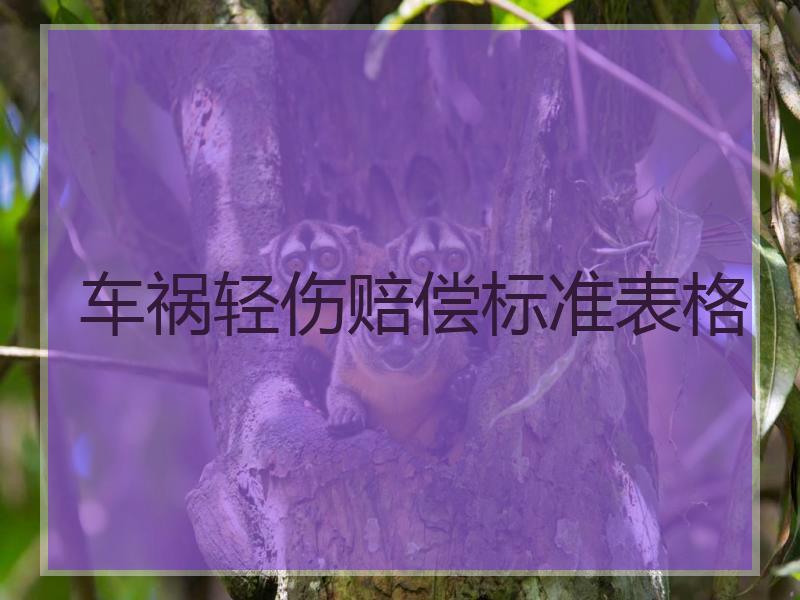 车祸轻伤赔偿标准表格