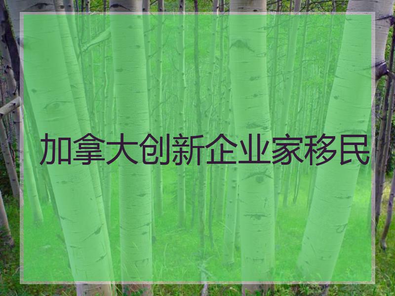 加拿大创新企业家移民