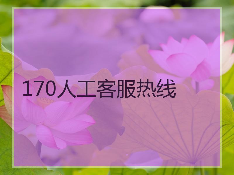 170人工客服热线