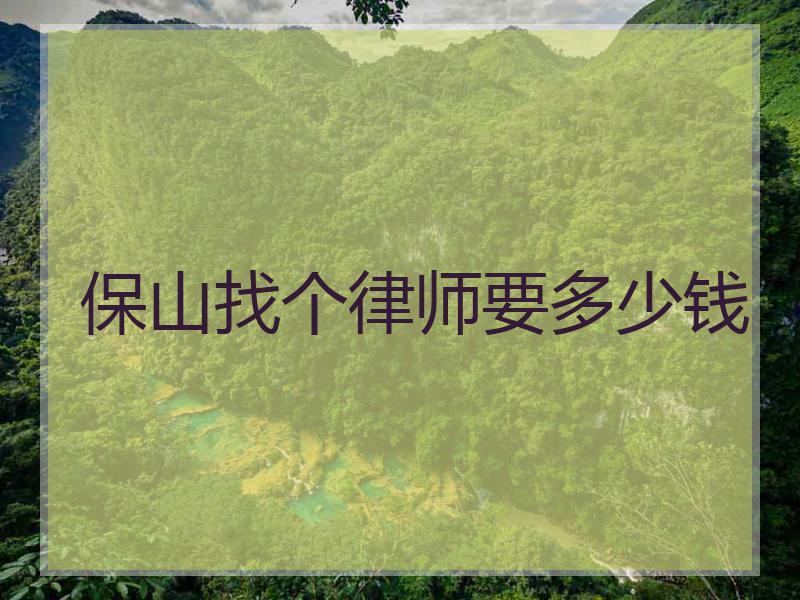 保山找个律师要多少钱