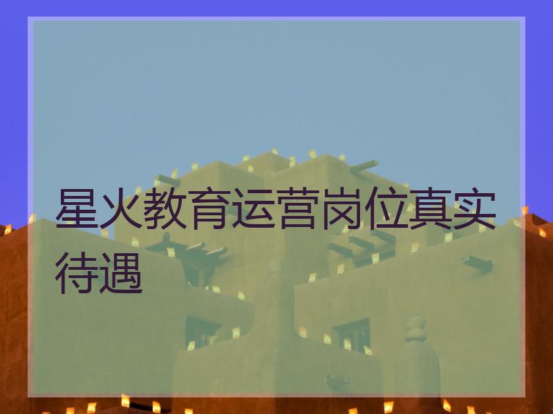 星火教育运营岗位真实待遇