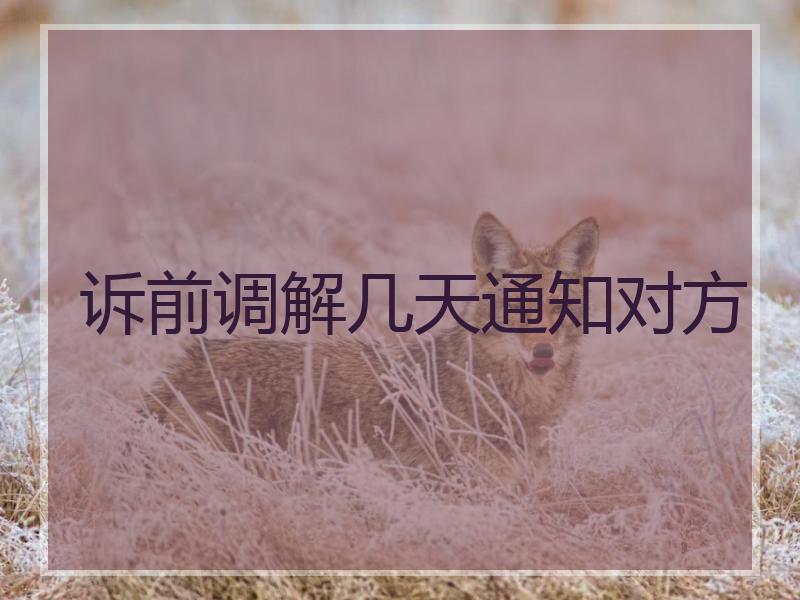 诉前调解几天通知对方