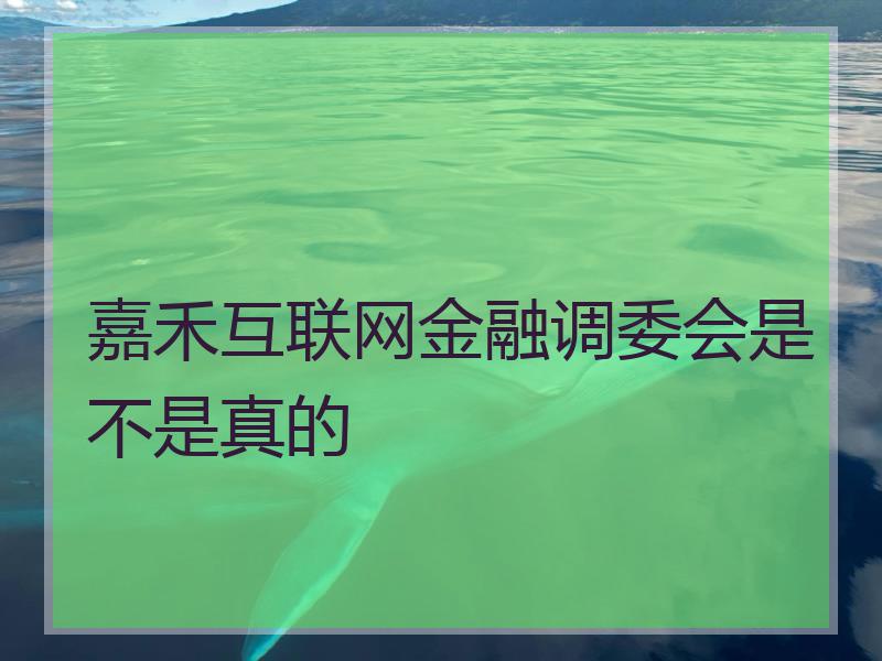 嘉禾互联网金融调委会是不是真的