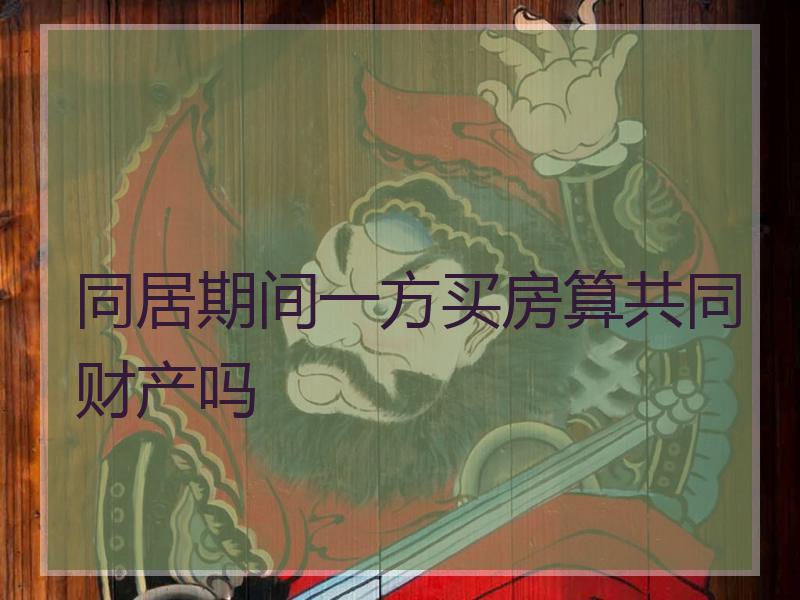 同居期间一方买房算共同财产吗