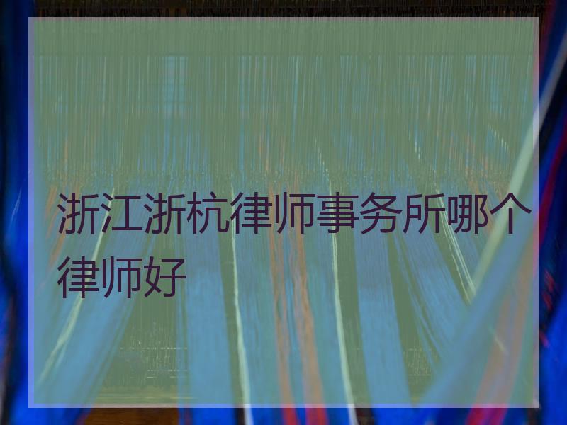 浙江浙杭律师事务所哪个律师好