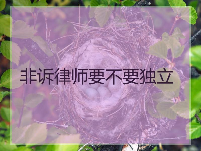 非诉律师要不要独立