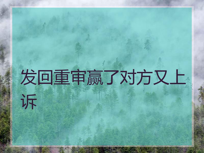 发回重审赢了对方又上诉