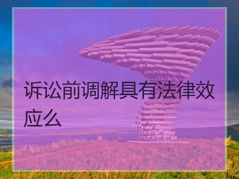 诉讼前调解具有法律效应么