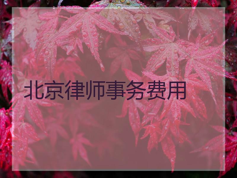 北京律师事务费用