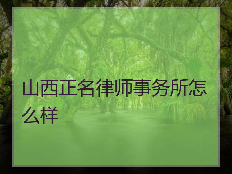 山西正名律师事务所怎么样