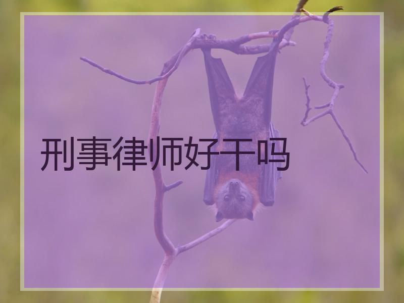 刑事律师好干吗