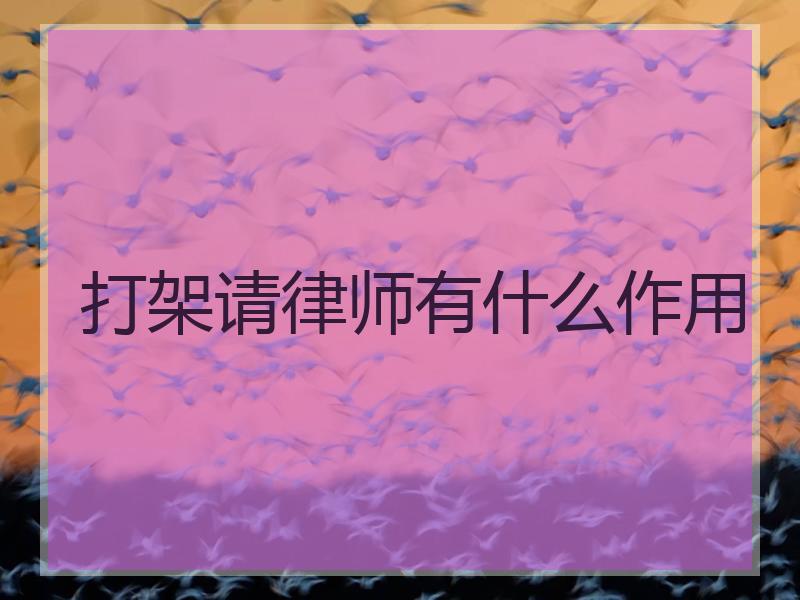 打架请律师有什么作用