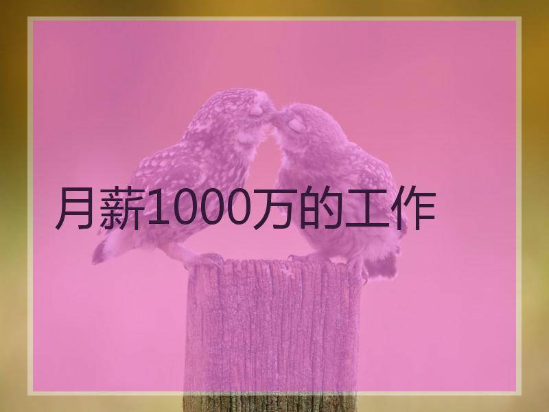 月薪1000万的工作