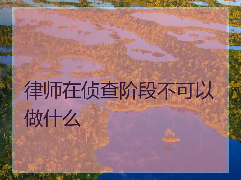 律师在侦查阶段不可以做什么