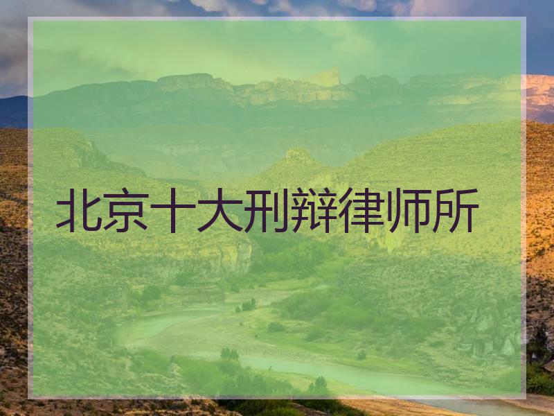 北京十大刑辩律师所