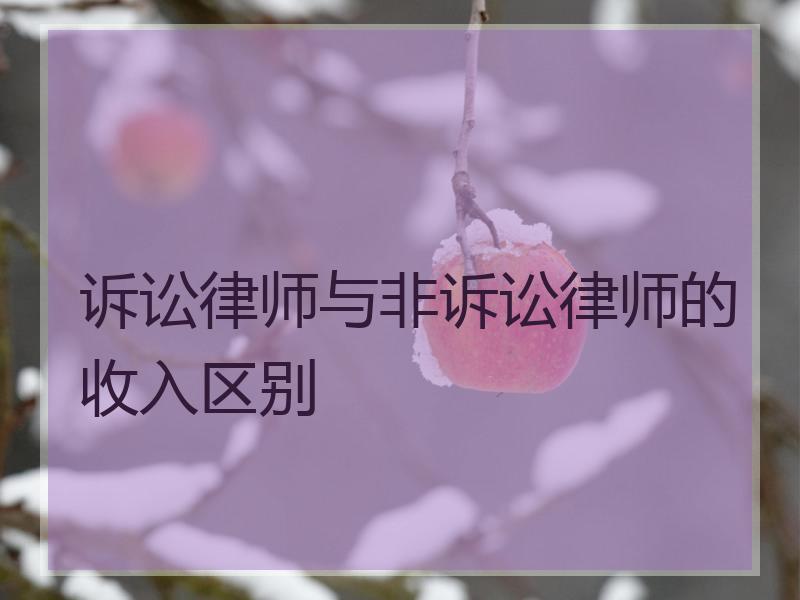 诉讼律师与非诉讼律师的收入区别