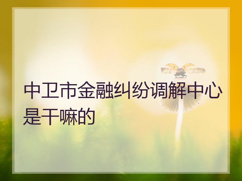 中卫市金融纠纷调解中心是干嘛的