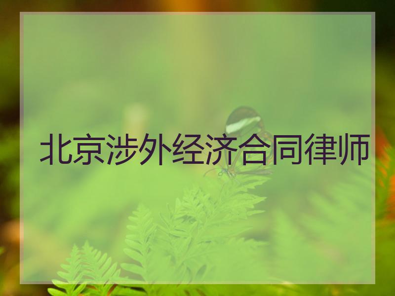 北京涉外经济合同律师