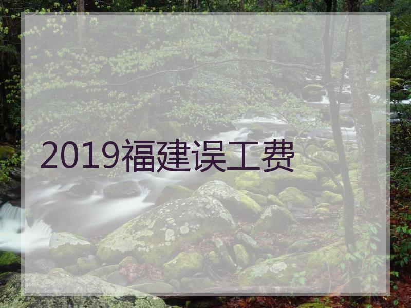 2019福建误工费