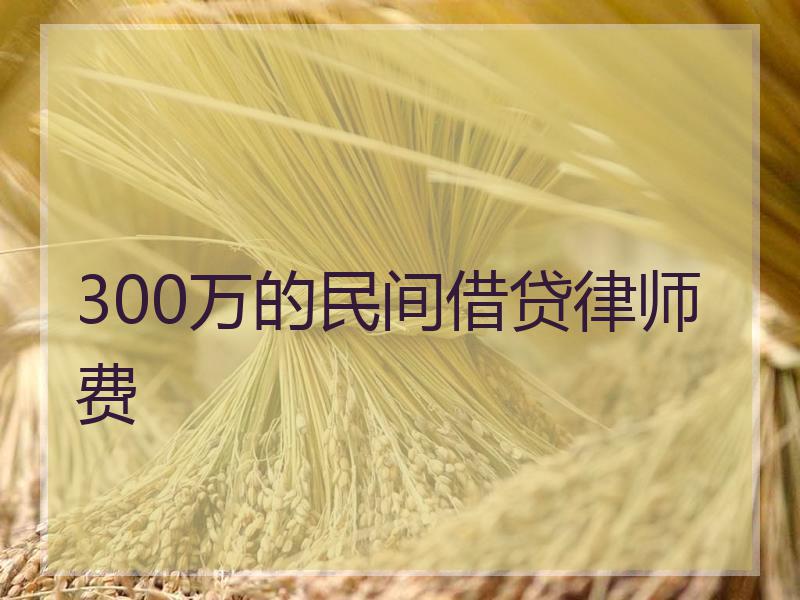 300万的民间借贷律师费