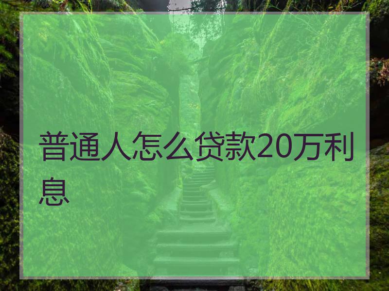 普通人怎么贷款20万利息