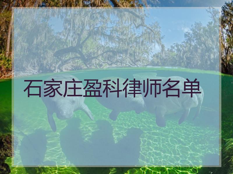 石家庄盈科律师名单