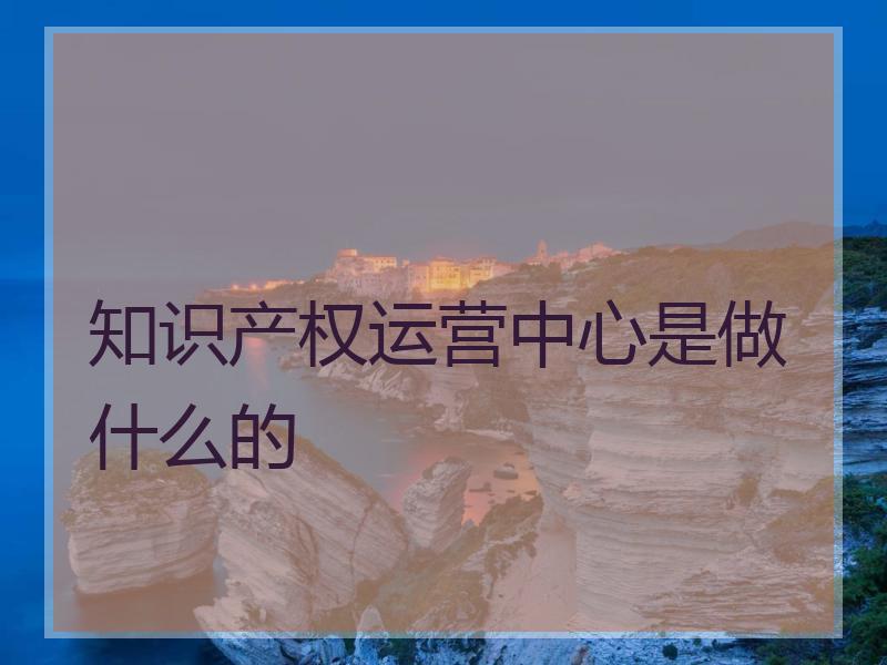 知识产权运营中心是做什么的