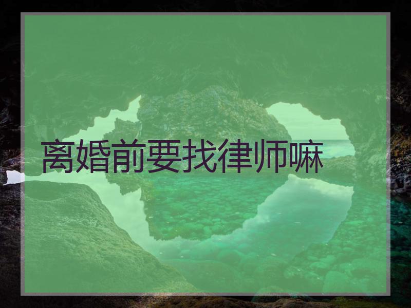 离婚前要找律师嘛