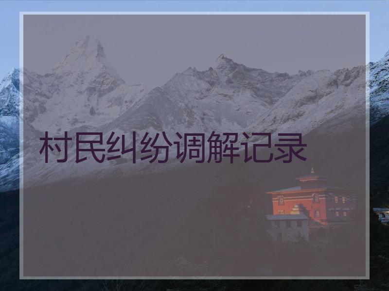 村民纠纷调解记录