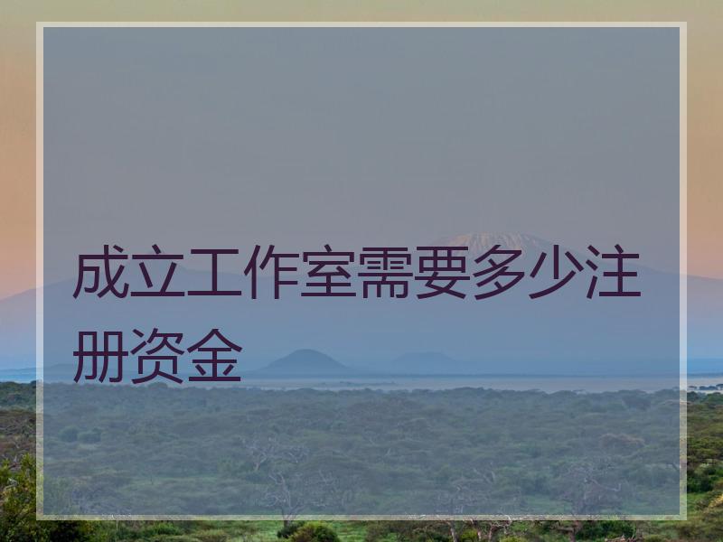 成立工作室需要多少注册资金