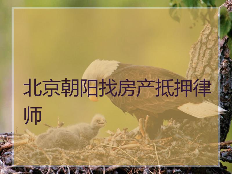 北京朝阳找房产抵押律师