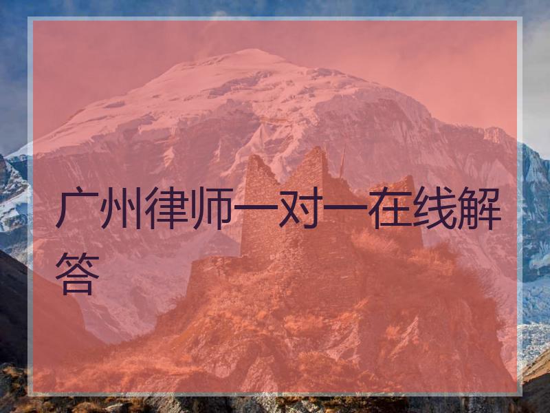广州律师一对一在线解答