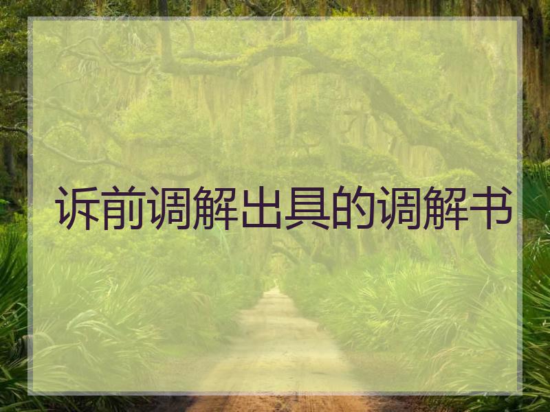 诉前调解出具的调解书