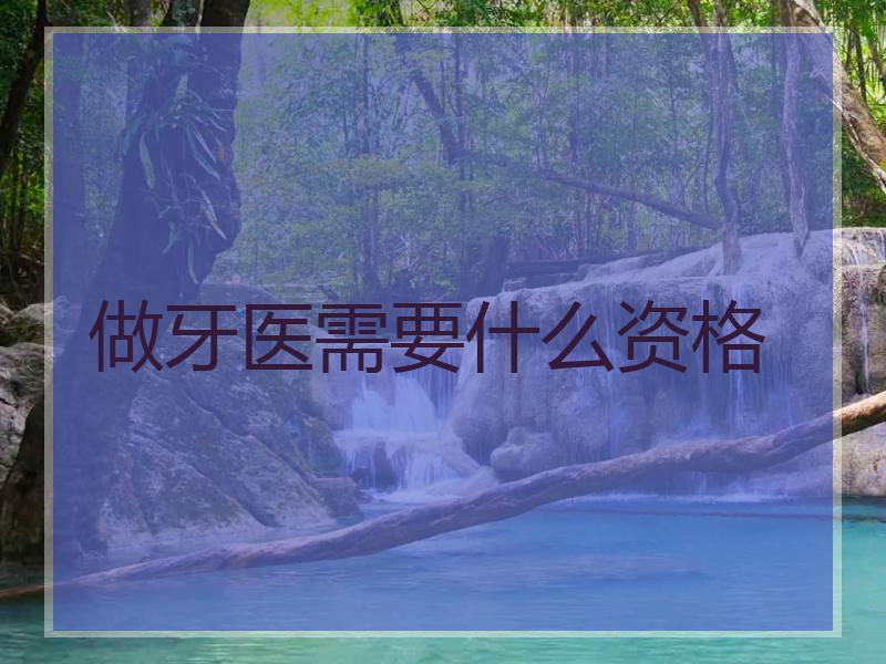 做牙医需要什么资格
