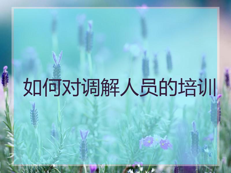 如何对调解人员的培训
