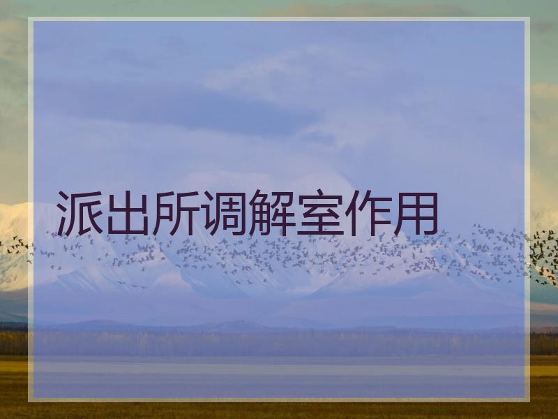 派出所调解室作用