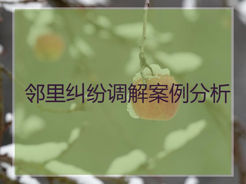 邻里纠纷调解案例分析