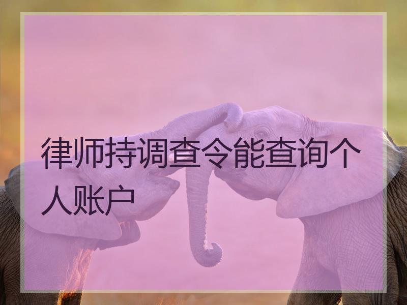 律师持调查令能查询个人账户