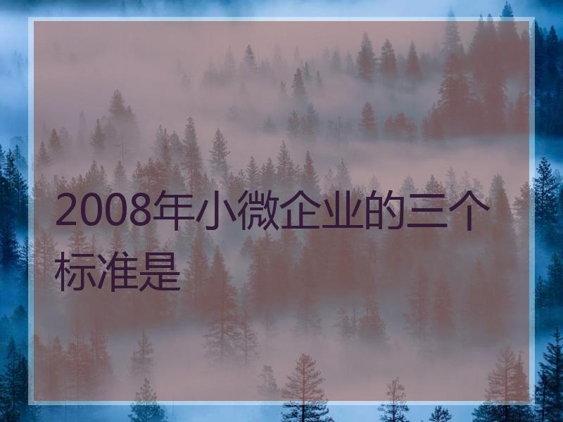 2008年小微企业的三个标准是