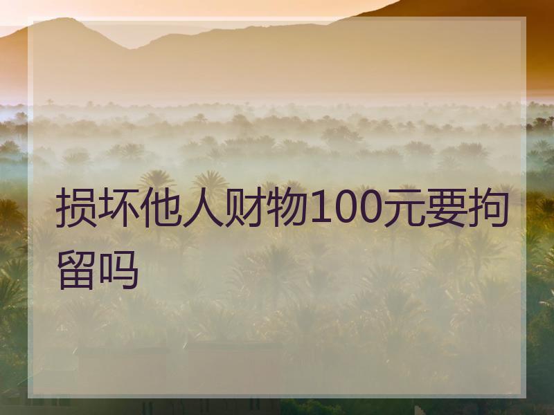 损坏他人财物100元要拘留吗