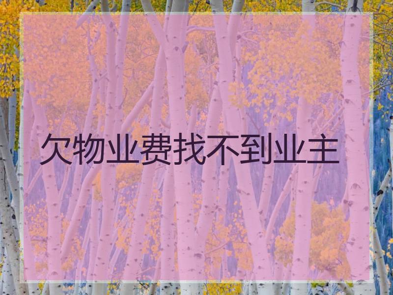 欠物业费找不到业主