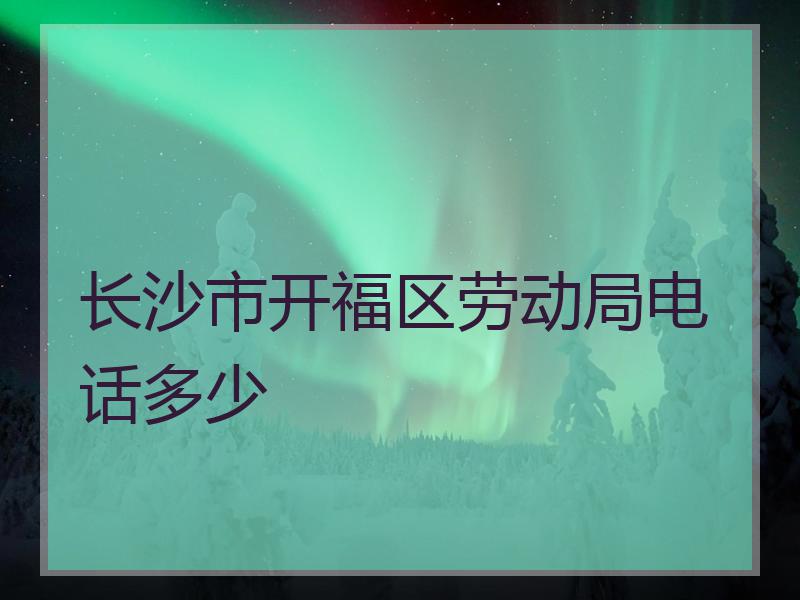 长沙市开福区劳动局电话多少